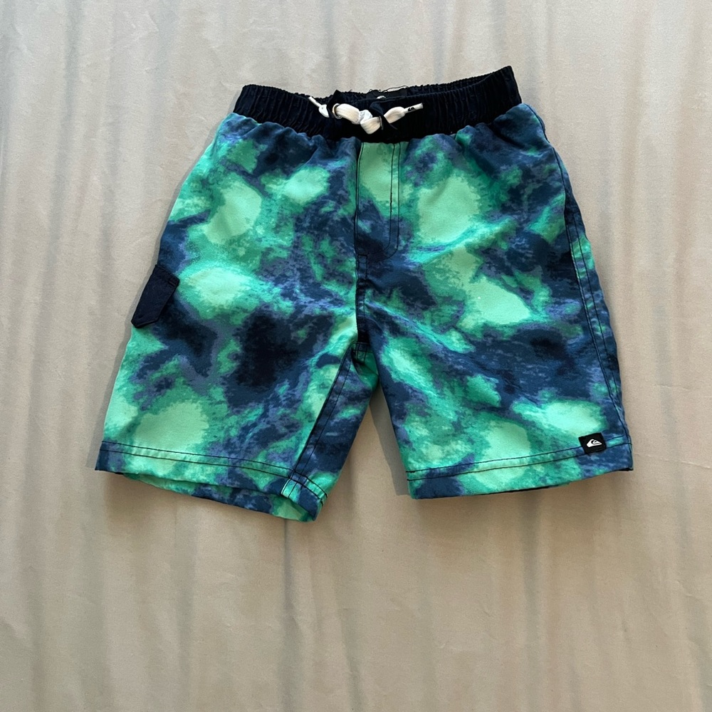 Boys Quiksilver Blue & Green Swim Trunks